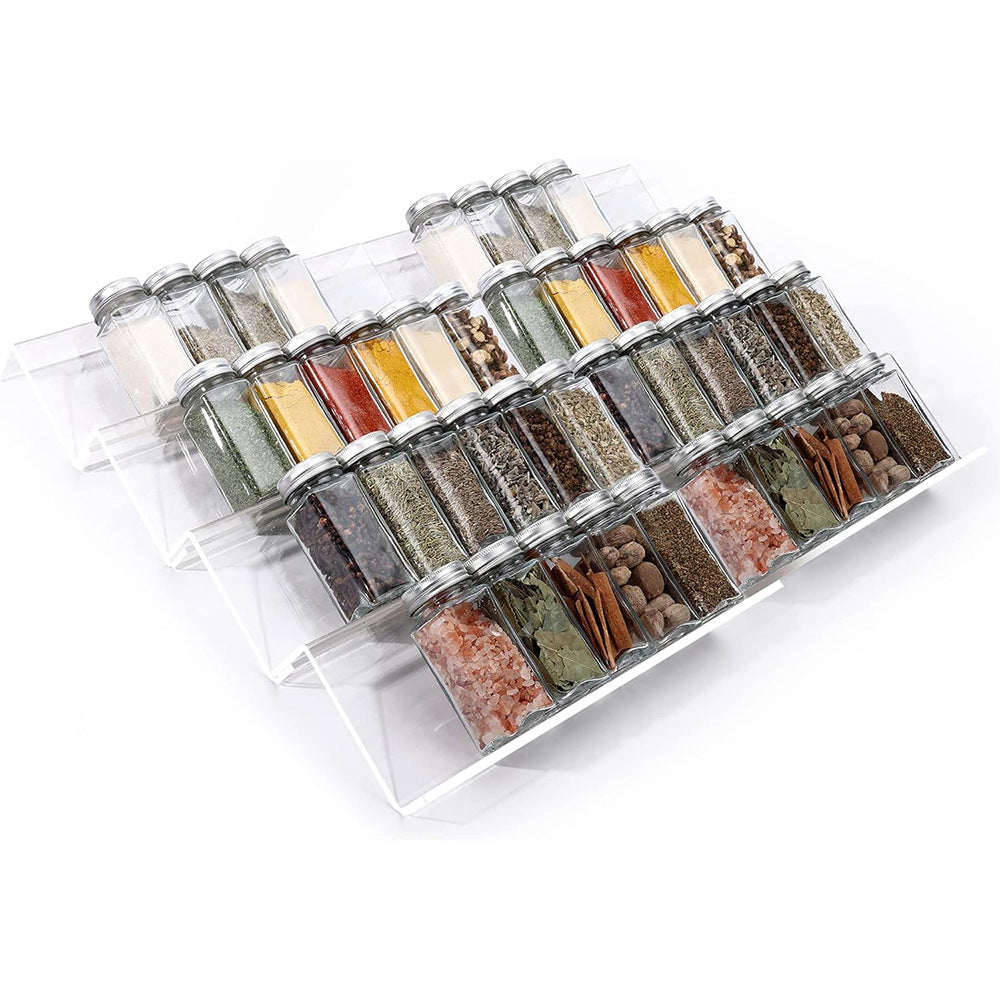 Kitchen Drawer Spice Organizer | Slim Acrylic Rack for Neat, Labeled Storage