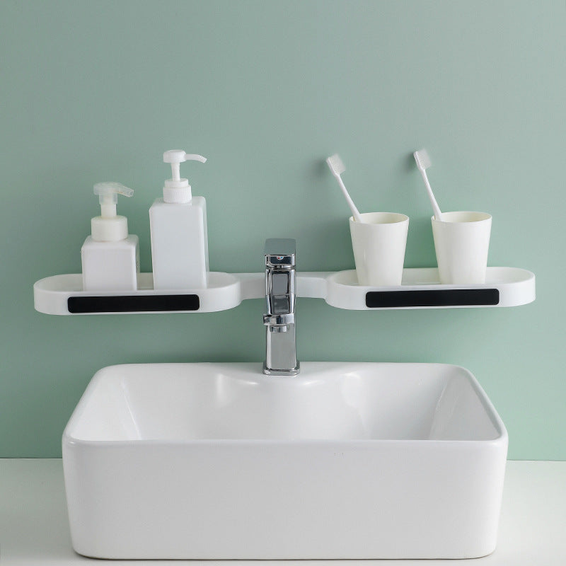 No-Drill Bathroom Wall Shelf | Foldable Adhesive Organizer for Sink, Shower & Countertop