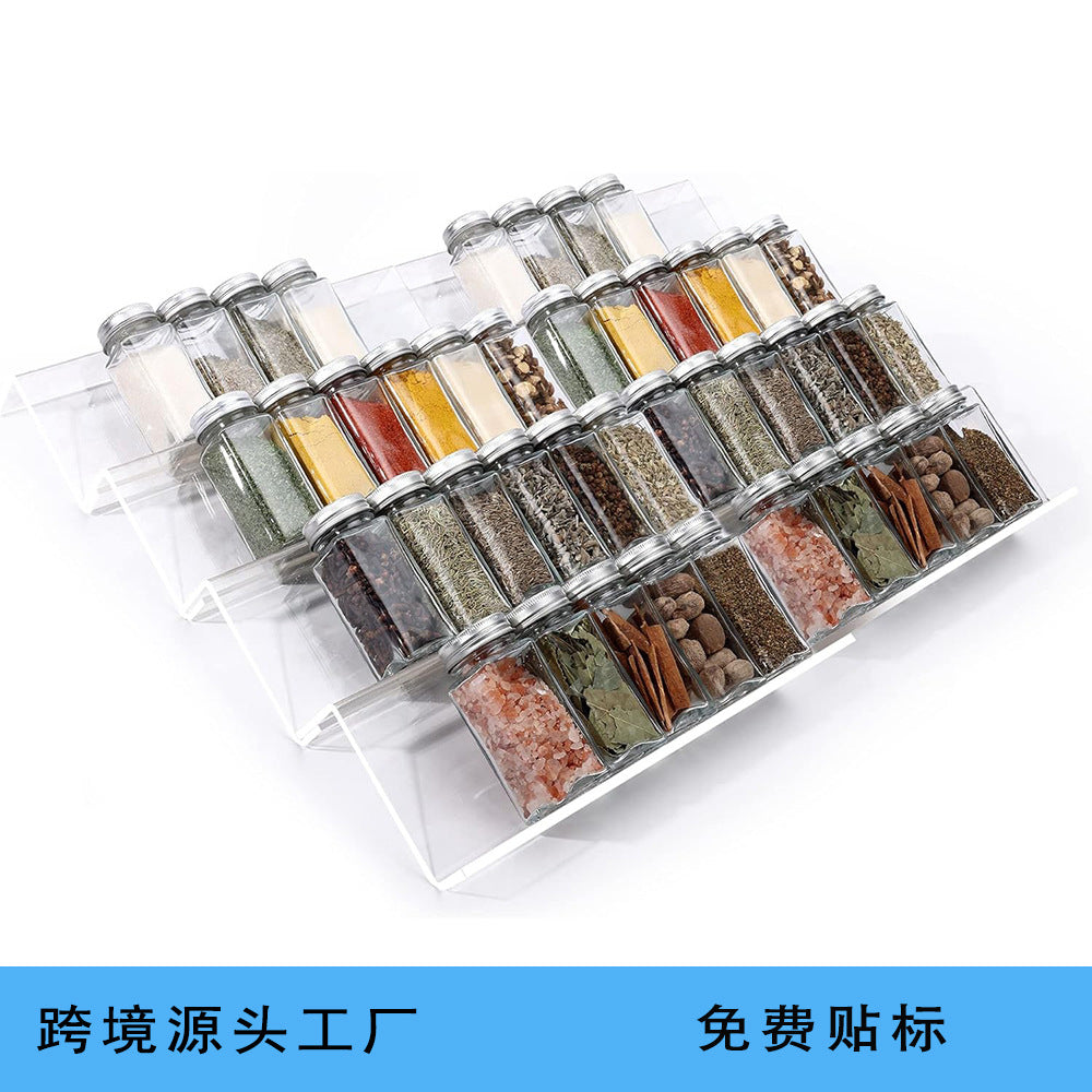 Kitchen Drawer Spice Organizer | Slim Acrylic Rack for Neat, Labeled Storage