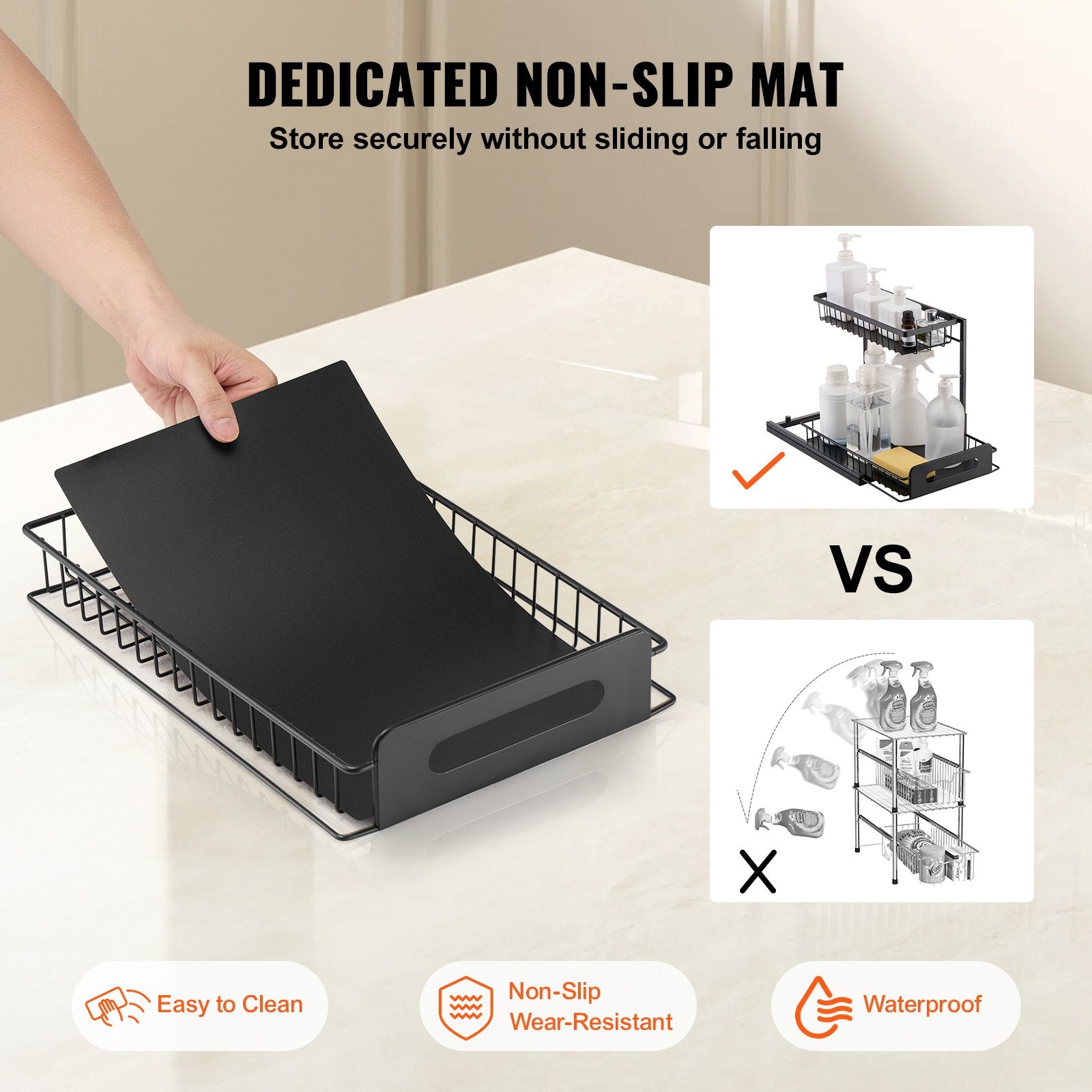 2-Tier Pull-Out Under Sink Organizer | Sliding Cabinet Basket for Kitchen & Bathroom
