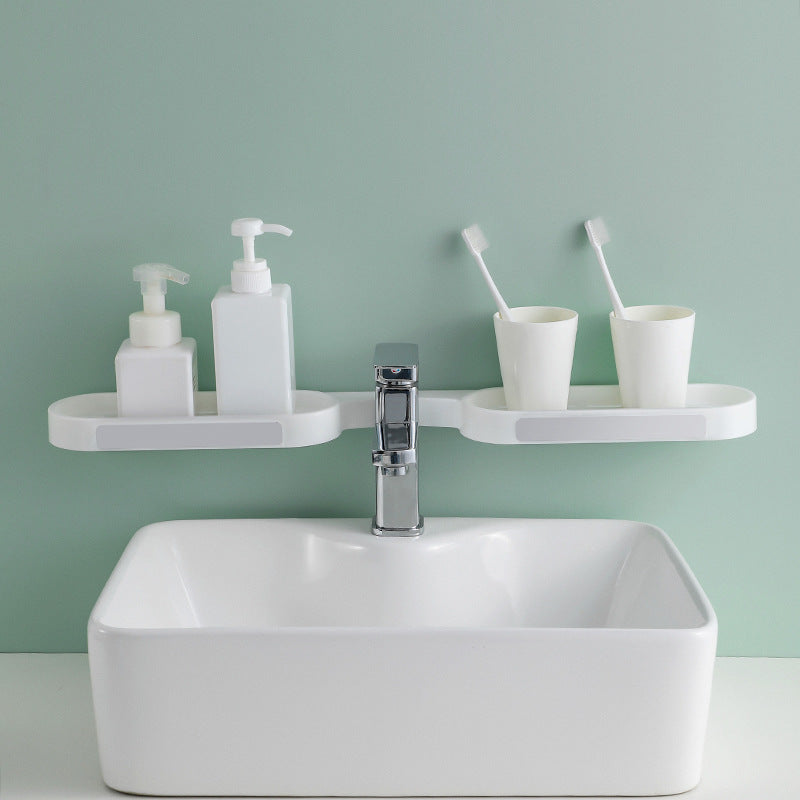 No-Drill Bathroom Wall Shelf | Foldable Adhesive Organizer for Sink, Shower & Countertop