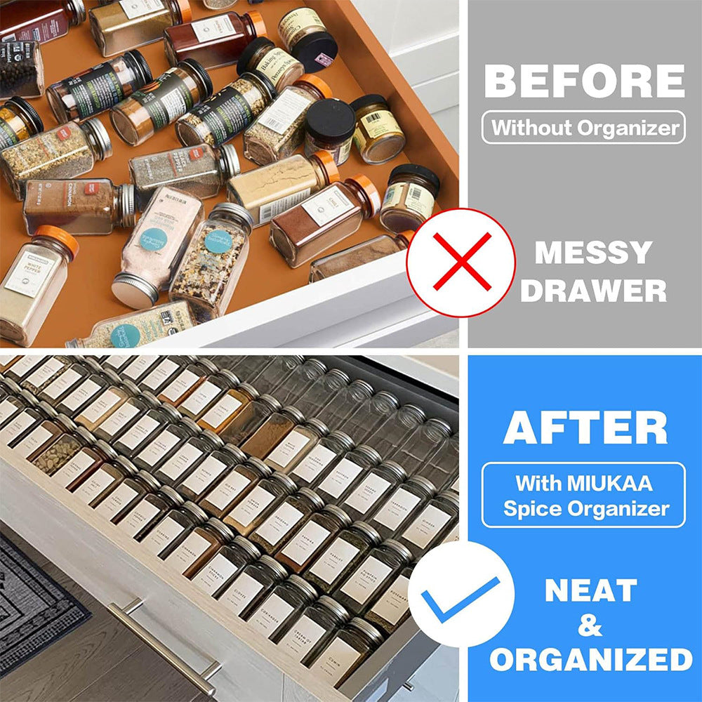 Kitchen Drawer Spice Organizer | Slim Acrylic Rack for Neat, Labeled Storage