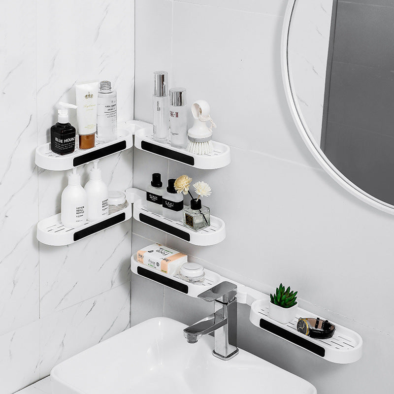 No-Drill Bathroom Wall Shelf | Foldable Adhesive Organizer for Sink, Shower & Countertop