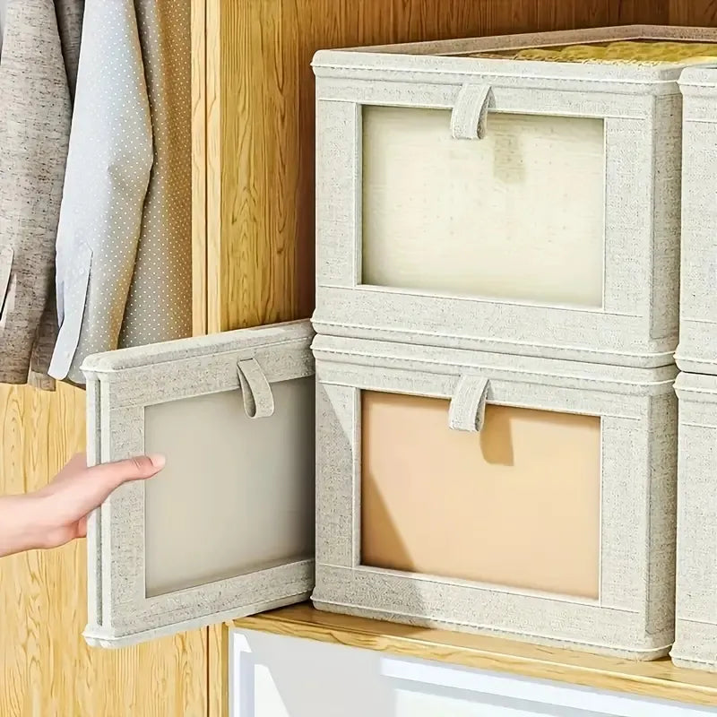 Foldable Closet Storage Box | Linen Fabric Organizer for Clothes, Blankets & More