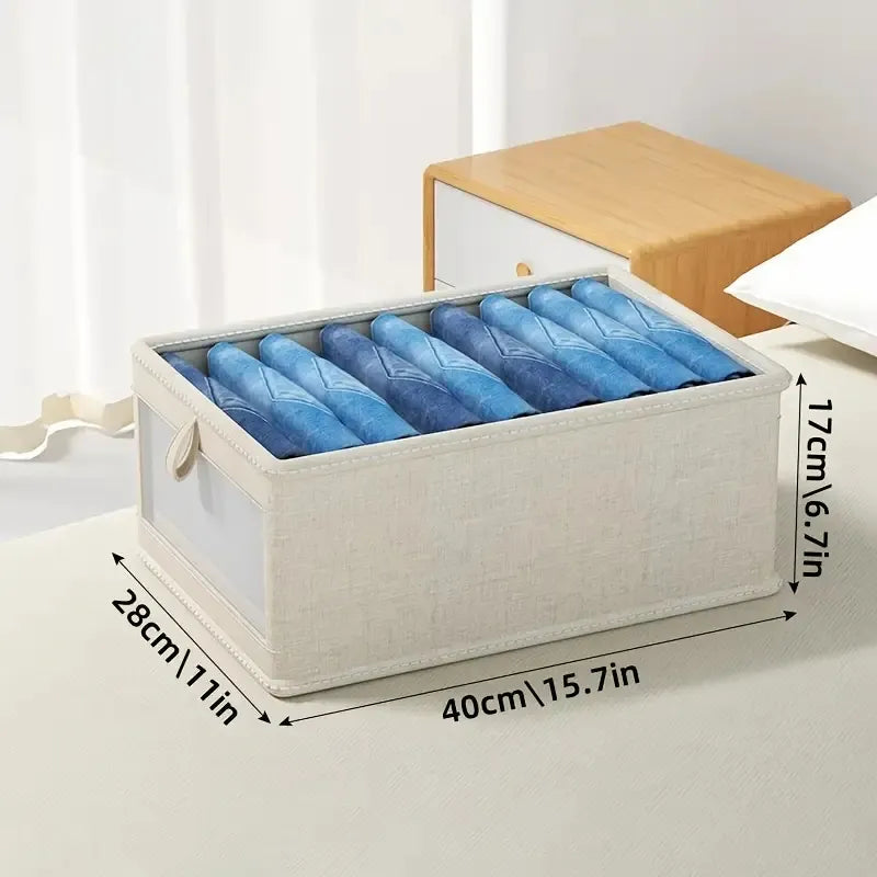 Foldable Closet Storage Box | Linen Fabric Organizer for Clothes, Blankets & More