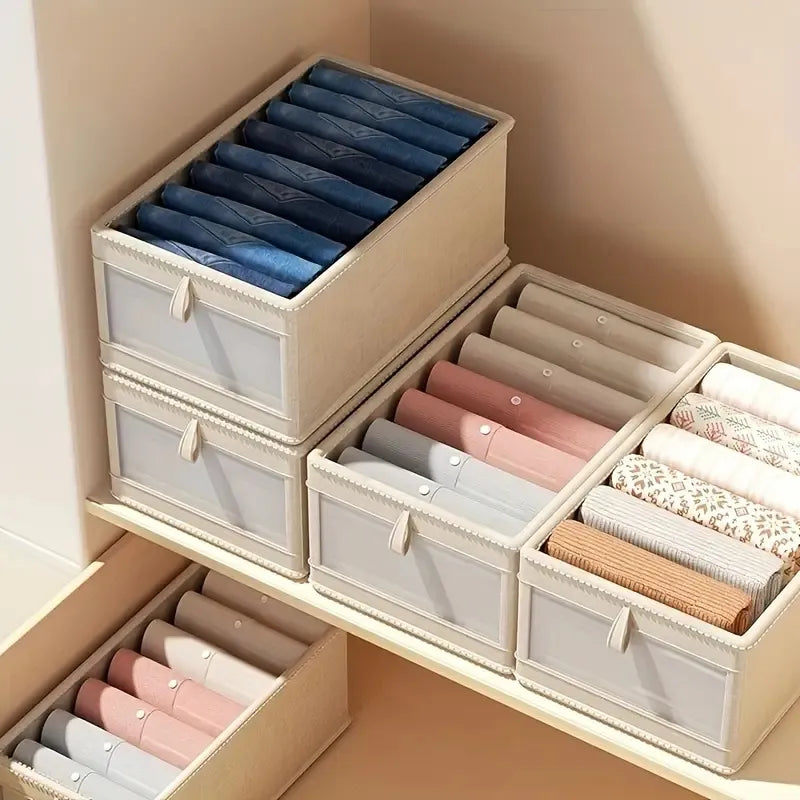 Foldable Closet Storage Box | Linen Fabric Organizer for Clothes, Blankets & More
