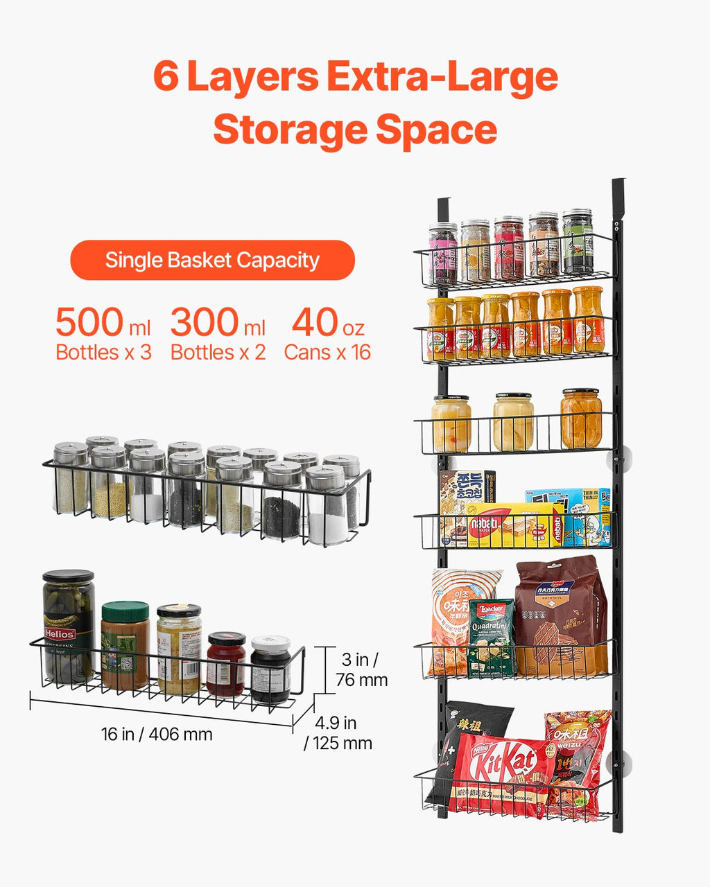 Turn Your Door Into a Pantry | 6-Tier Hanging Storage Rack